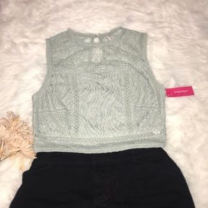 Dusty pastel green crop top xhilaration